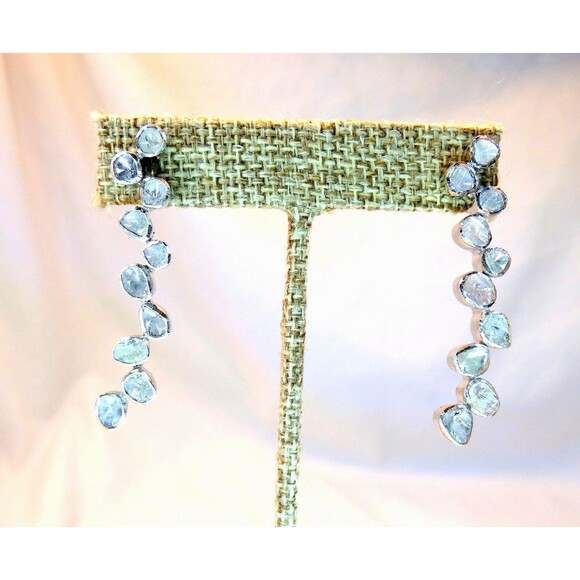 Genuine Old Mine Cut Diamond Sterling Silver Tennis Earrings 1.35 CT 7.9gr - Picture 1 of 7